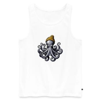  Oktopus Mit Wollmütze Maritimes Kraken Motiv Für - Männer Premium Bio Tank Top - Weiß - Vorne - Michal (187cm)
