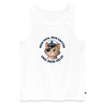 Mein Papa Kapitän und Held - Männer Premium Bio Tank Top - Weiß - Vorne - Michal (187cm)