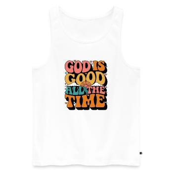 God Is Good All The Time Retro - Männer Premium Bio Tank Top - Weiß - Vorne - Michal (187cm)