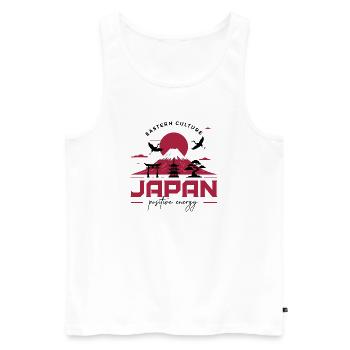 Culture japonaise : Fuji & Énergie positive - Débardeur bio Premium Homme - blanc - Devant - Michal (187cm)