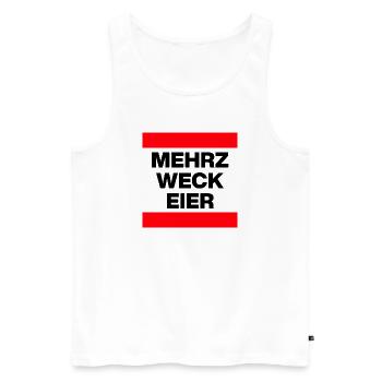 Mehrzweckeier MRZ LCK EIER, Humor, MÄRZ LECK EIER  - Männer Premium Bio Tank Top - Weiß - Vorne - Michal (187cm)