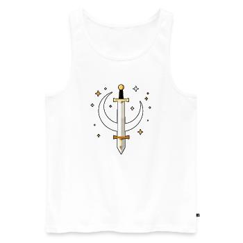Moon Sword Streetwear Design - Männer Premium Bio Tank Top - Weiß - Vorne - Michal (187cm)