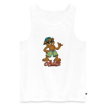 Cooler Sommer Bär im Beach Look - Männer Premium Bio Tank Top - Weiß - Vorne - Michal (187cm)