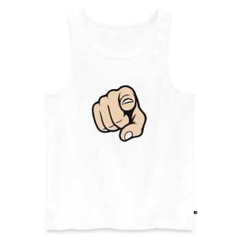 Aufkleber-Design mit dem Finger auf deine Geste - Männer Premium Bio Tank Top - Weiß - Vorne - Michal (187cm)