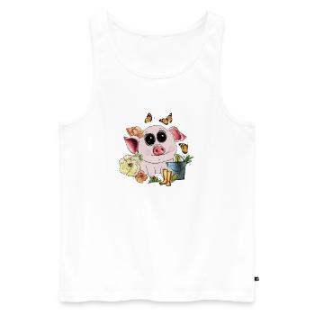 Cute piggy with googly eyes - Men's Premium Organic Tank Top - white - Front - Michal (187cm)