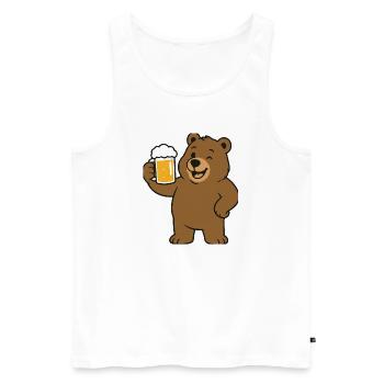 Bear with beer glass - Men's Premium Organic Tank Top - white - Front - Michal (187cm)
