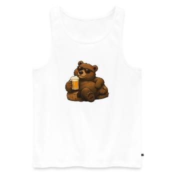 Beer bear with sunglasses - Men's Premium Organic Tank Top - white - Front - Michal (187cm)