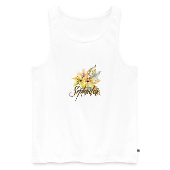 September  - Männer Premium Bio Tank Top - Weiß - Vorne - Michal (187cm)