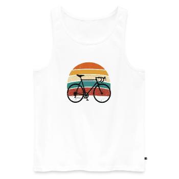 Retro-Fahrrad auf bunter Schleife - Männer Premium Bio Tank Top - Weiß - Vorne - Michal (187cm)