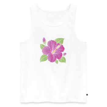Lila Hibiskusblüte mit Knospen Illustration - Männer Premium Bio Tank Top - Weiß - Vorne - Michal (187cm)