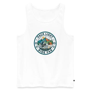 Pack Road Léger Far Bikepacking Badge Vintage T-shirt - Débardeur bio Premium Homme - blanc - Devant - Michal (187cm)