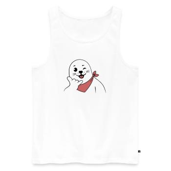 Winking Seal Wearing a Bandana Throwing Shaka Sign - Men's Premium Organic Tank Top - white - Front - Michal (187cm)