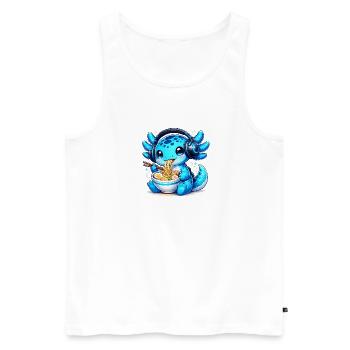 Kawaii Axolotl with Headphones and Ramen Gaming - Men's Premium Organic Tank Top - white - Front - Michal (187cm)