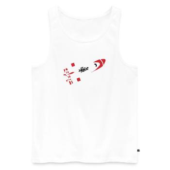 Logo graffiti de fusée rouge - Débardeur bio Premium Homme - blanc - Devant - Michal (187cm)