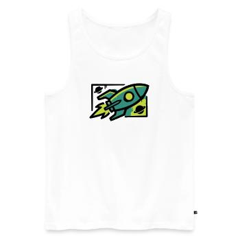 Rakete Graffiti Grafik - Männer Premium Bio Tank Top - Weiß - Vorne - Michal (187cm)