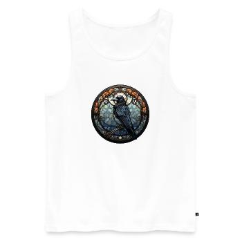 Hugin the Raven | Mystical Viking Motif - Men's Premium Organic Tank Top - white - Front - Michal (187cm)
