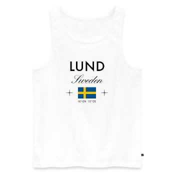 Lund, Suède, coordonne un souvenir de voyage - Débardeur bio Premium Homme - blanc - Devant - Michal (187cm)