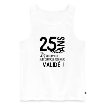 25 ans validé au controle technique anniversaire - Débardeur bio Premium Homme - blanc - Devant - Michal (187cm)