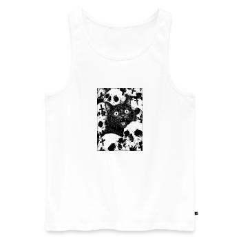 Black cat in the sea of skulls - Men's Premium Organic Tank Top - white - Front - Michal (187cm)