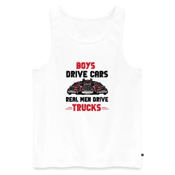 Real Men Trucks - Men's Premium Organic Tank Top - white - Front - Michal (187cm)