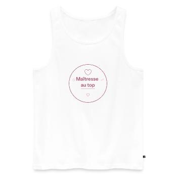 Maîtresse au top cercle rose - Débardeur bio Premium Homme - blanc - Devant - Michal (187cm)