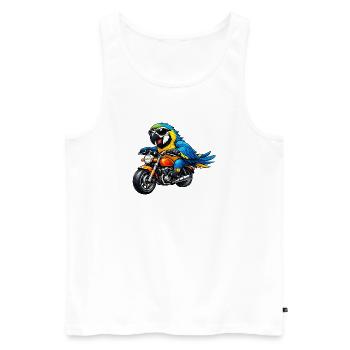 Papagei auf dem Motorrad - Männer Premium Bio Tank Top - Weiß - Vorne - Michal (187cm)