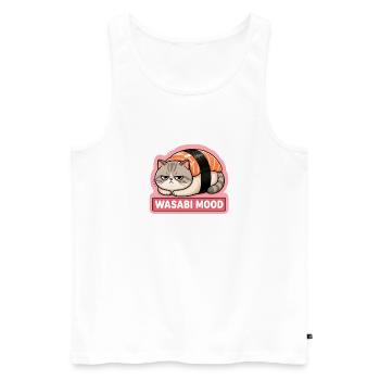 Angry Sushi Cat Salmon Nigiri Meme - Men's Premium Organic Tank Top - white - Front - Michal (187cm)