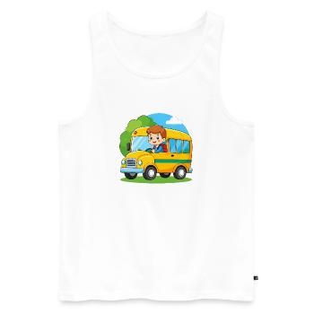 Bus scolaire jaune pour l’inscription scolaire – bus de rentrée scolaire - Débardeur bio Premium Homme - blanc - Devant - Michal (187cm)