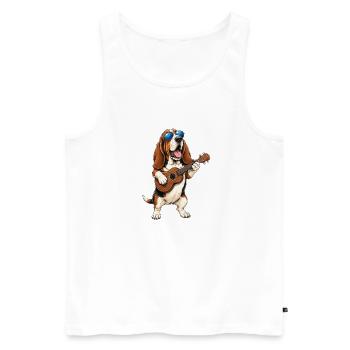 Basset Hound Playing Guitar - Music Dog Dad - Men's Premium Organic Tank Top - white - Front - Michal (187cm)