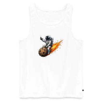 Astronaut hits meteor rocket - Men's Premium Organic Tank Top - white - Front - Michal (187cm)