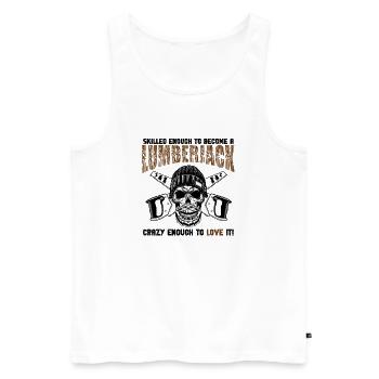 Lumberjack Skull Saws - Men's Premium Organic Tank Top - white - Front - Michal (187cm)