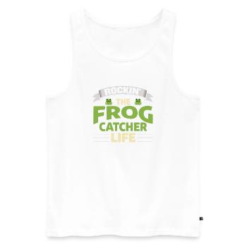 Rockin The Frog Catcher Life Froschfänger - Men's Premium Organic Tank Top - white - Front - Michal (187cm)