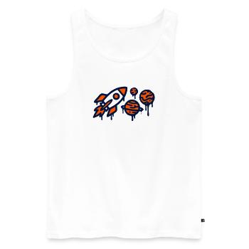 Rocket Launch Planet Graffiti - Men's Premium Organic Tank Top - white - Front - Michal (187cm)