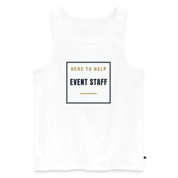 Event Staff - Stempel Text Design for Groups - Men's Premium Organic Tank Top - white - Front - Michal (187cm)