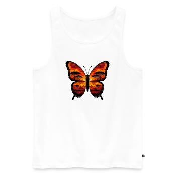 Savane des papillons au coucher du soleil - Débardeur bio Premium Homme - blanc - Devant - Michal (187cm)