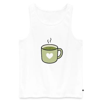 Kawaii Matcha Tea Heart Mug - Men's Premium Organic Tank Top - white - Front - Michal (187cm)