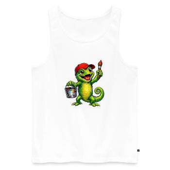 Chameleon with color - Men's Premium Organic Tank Top - white - Front - Michal (187cm)