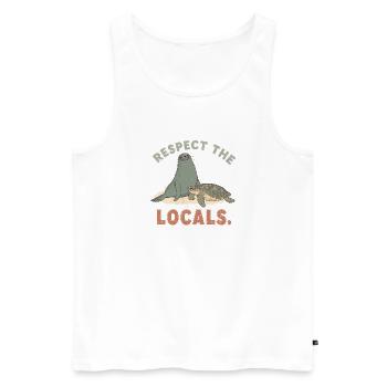 Respectez les locaux Tortue phoque rétro - Débardeur bio Premium Homme - blanc - Devant - Michal (187cm)