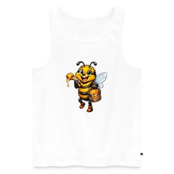 happy bee - Men's Premium Organic Tank Top - white - Front - Michal (187cm)