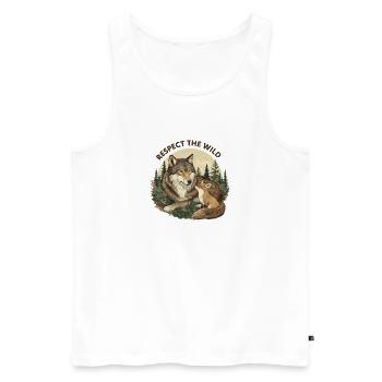 Respect The Wild Wolf & Fox Nature - Men's Premium Organic Tank Top - white - Front - Michal (187cm)