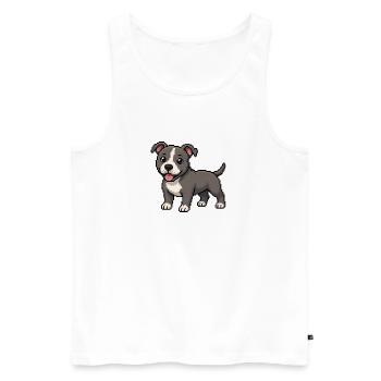 Pitbull mignon – Chien rétro en pixel art - Débardeur bio Premium Homme - blanc - Devant - Michal (187cm)