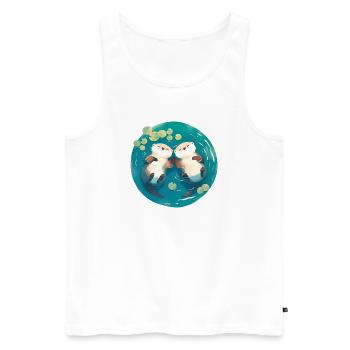 Otter Cute Valentine's Day Anniversary Wedding Anniversary Couple - Men's Premium Organic Tank Top - white - Front - Michal (187cm)