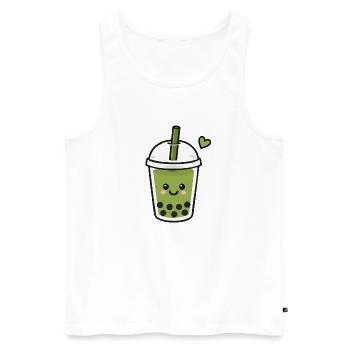 Süßer Kawaii Matcha Boba Tee - Männer Premium Bio Tank Top - Weiß - Vorne - Michal (187cm)