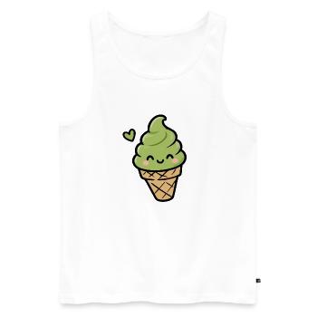 Cornet de glace Kawaii Matcha - Débardeur bio Premium Homme - blanc - Devant - Michal (187cm)