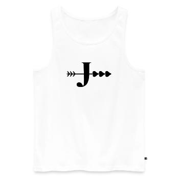 Lettre j flèche cœur - Débardeur bio Premium Homme - blanc - Devant - Michal (187cm)