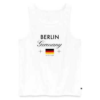Berlin Germany Coordinates Travel Souvenir - Men's Premium Organic Tank Top - white - Front - Michal (187cm)