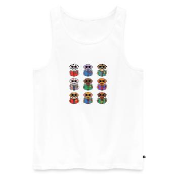 T-Shirt Hunde Brille Leser Geschenk Lesen - Männer Premium Bio Tank Top - Weiß - Vorne - Michal (187cm)