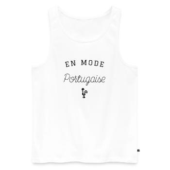 En Mode Portugaise T-Shirt Cadeau Humour - Débardeur bio Premium Homme - blanc - Devant - Michal (187cm)