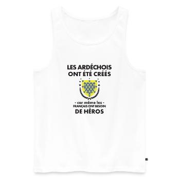 Les Ardechois Ont Ete Crees Car Meme Les Franca... - Débardeur bio Premium Homme - blanc - Devant - Michal (187cm)