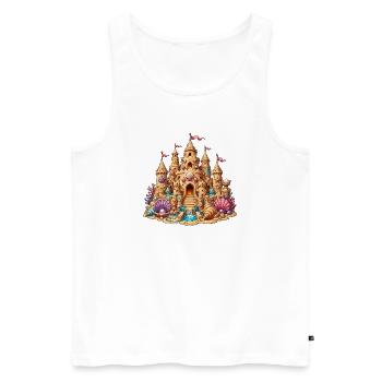 Beach sandcastle with shells - Men's Premium Organic Tank Top - white - Front - Michal (187cm)
